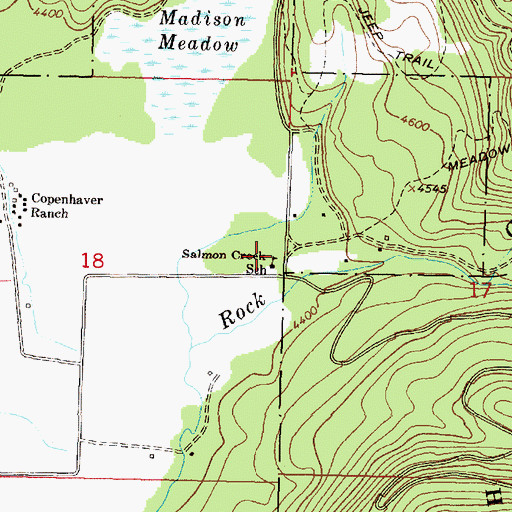 Topographic Map of Salmon Creek School (historical), MT