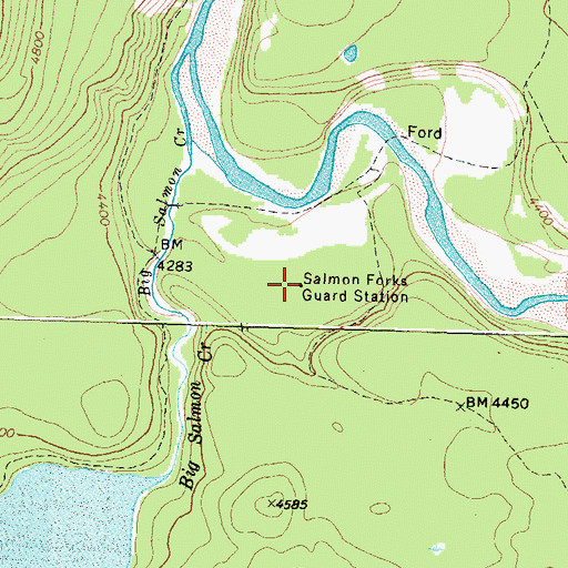 Topographic Map of Salmon Forks Guard Station, MT