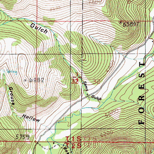Topographic Map of Sams Gulch, MT