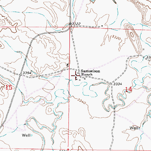 Topographic Map of Samuelson Ranch, MT