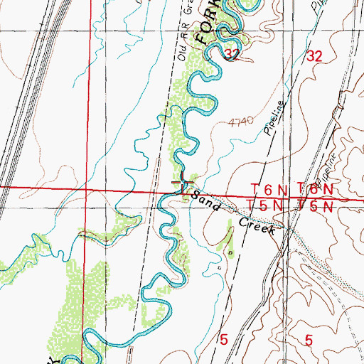 Topographic Map of Sand Creek, MT