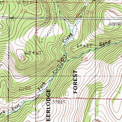 Topographic Map of Sand Creek, MT