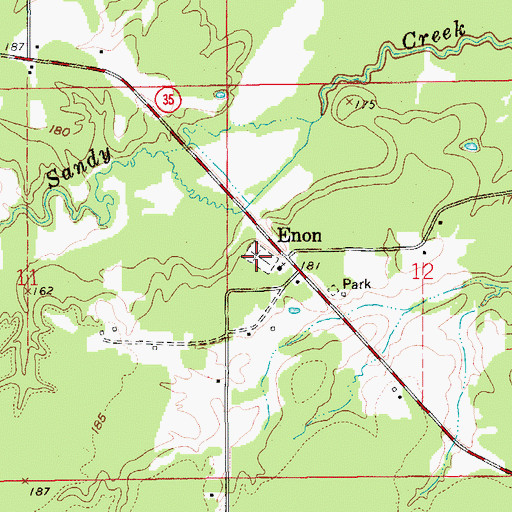 Topographic Map of Enon Cemetery, AR
