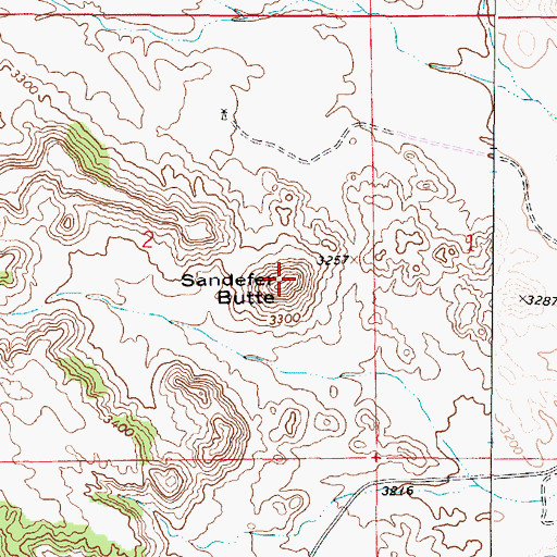 Topographic Map of Sandefer Butte, MT