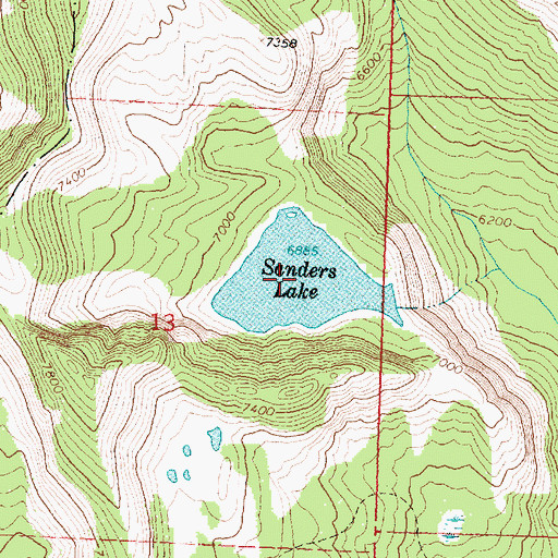 Topographic Map of Sanders Lake, MT
