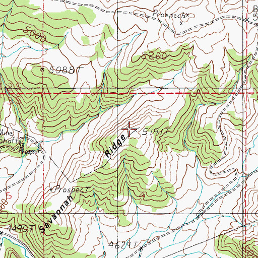 Topographic Map of Savannah Ridge, MT