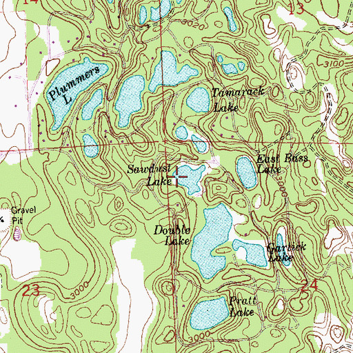 Topographic Map of Sawdust Lake, MT