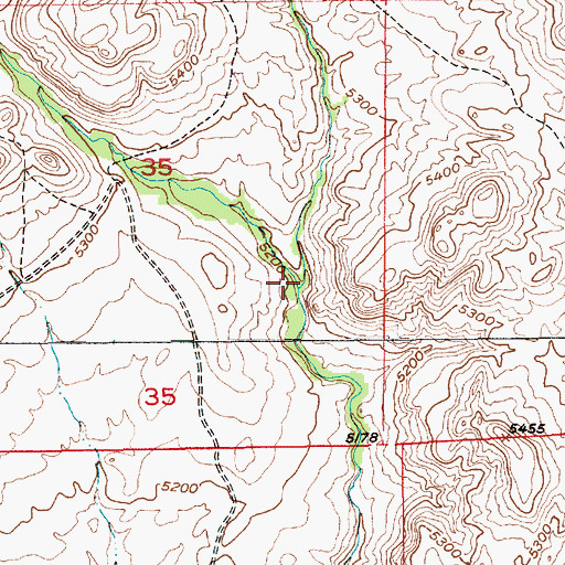 Topographic Map of Sawmill Creek, MT