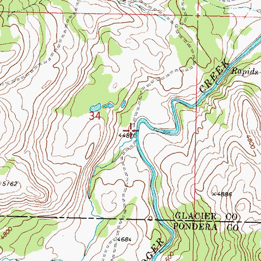 Topographic Map of Sawmill Creek, MT