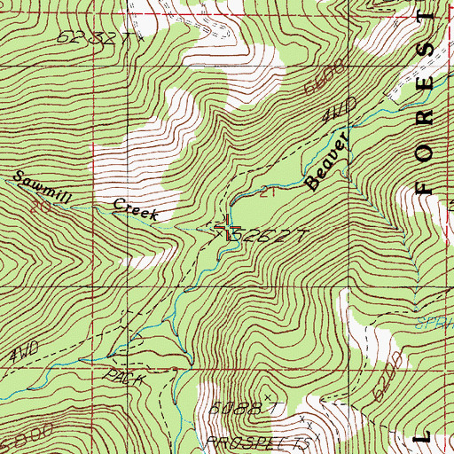 Topographic Map of Sawmill Creek, MT