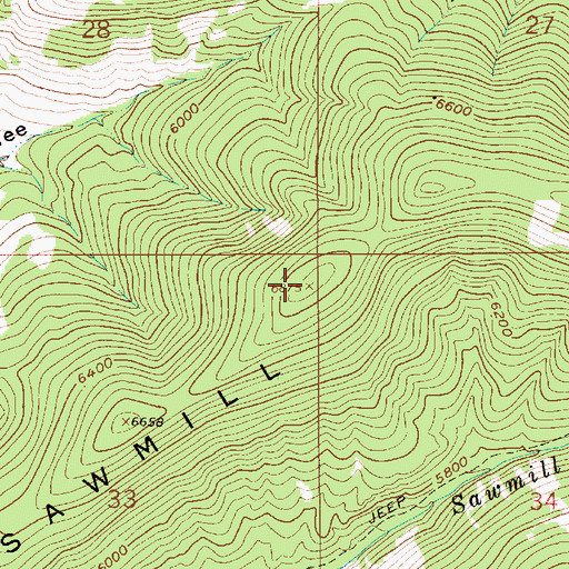 Topographic Map of Sawmill Ridge, MT