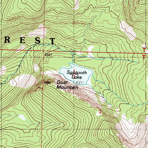 Topographic Map of Sawtooth Lake, MT