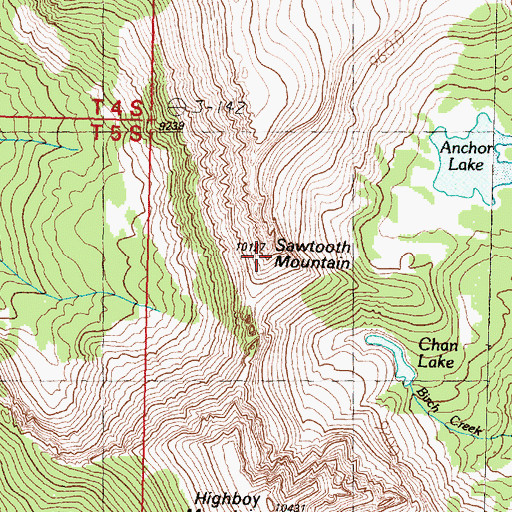 Topographic Map of Sawtooth Mountain, MT