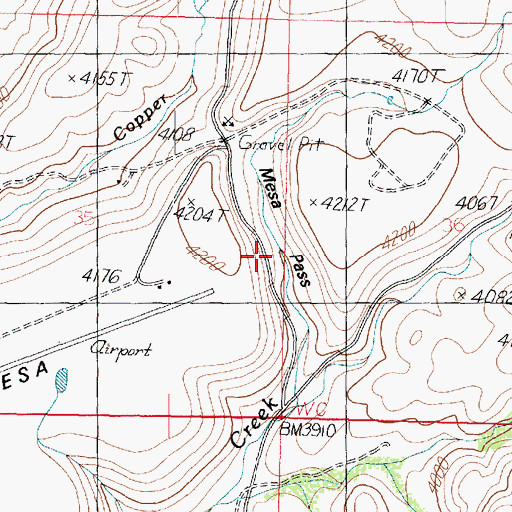 Topographic Map of Mesa Pass, AZ