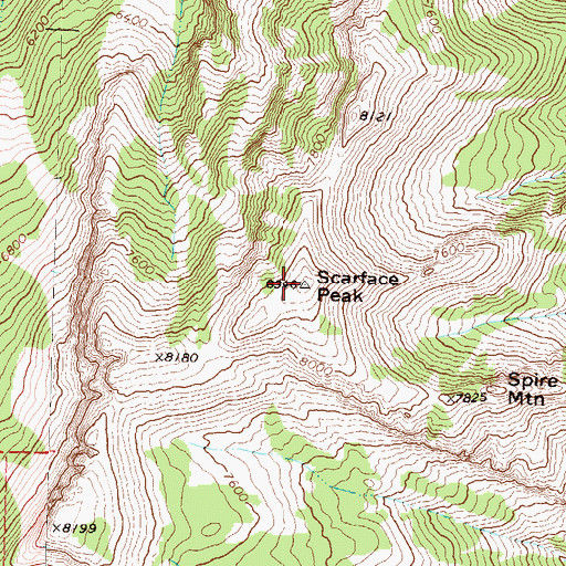 Topographic Map of Scarface Peak, MT