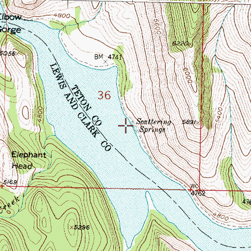 Topographic Map of Scattering Springs, MT