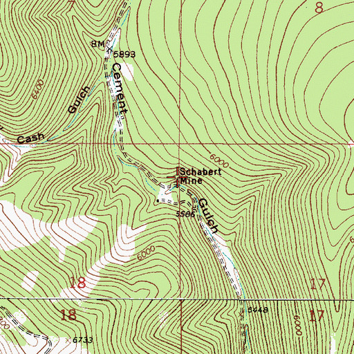 Topographic Map of Schabert Mine, MT