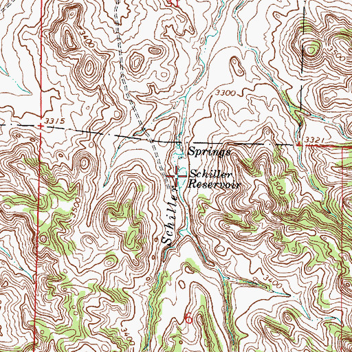 Topographic Map of Schiller Reservoir, MT