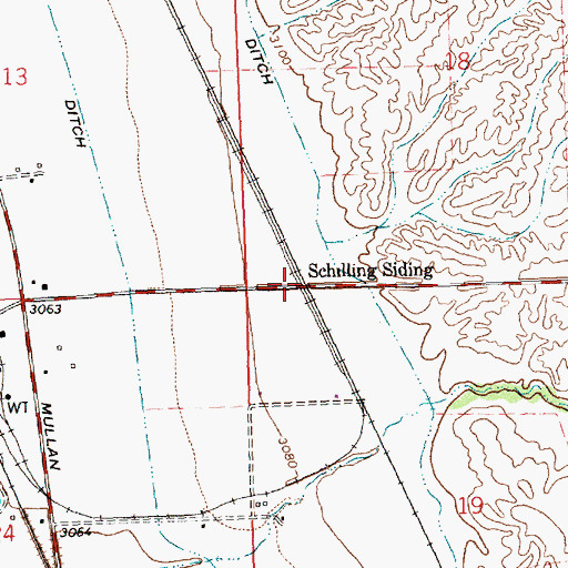 Topographic Map of Schilling Siding, MT