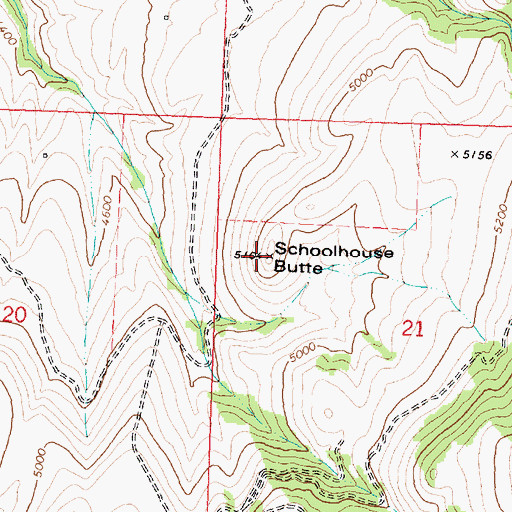 Topographic Map of Schoolhouse Butte, MT