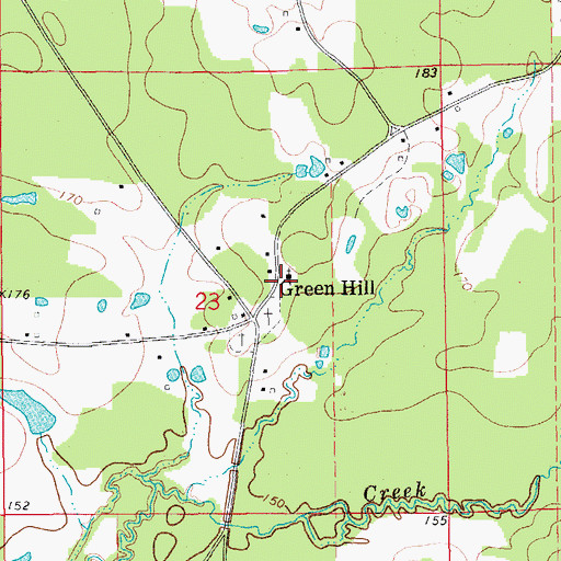 Topographic Map of Greenhill United Methodist Church, AR