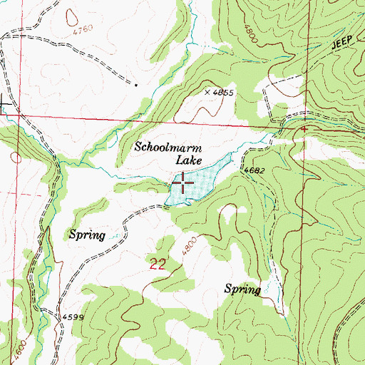 Topographic Map of Schoolmarm Lake, MT