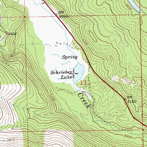 Topographic Map of Schrieber Lake, MT
