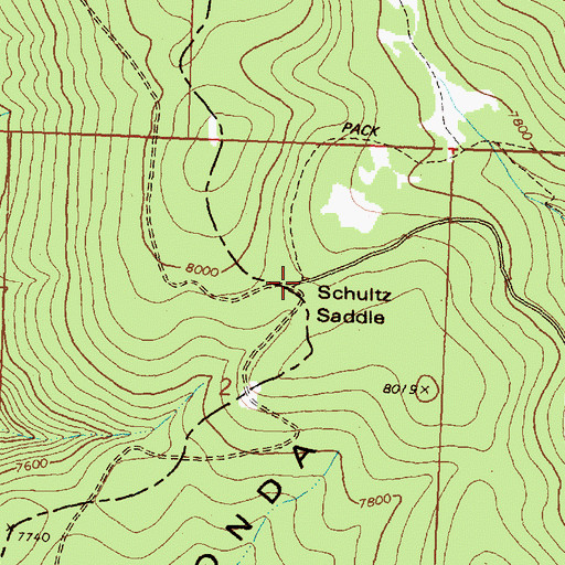 Topographic Map of Schultz Saddle, MT