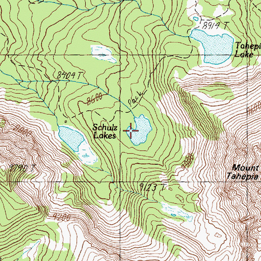 Topographic Map of Schulz Lakes, MT
