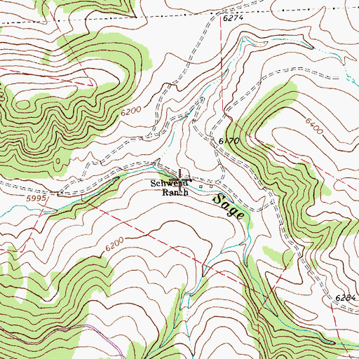 Topographic Map of Schwend Ranch, MT