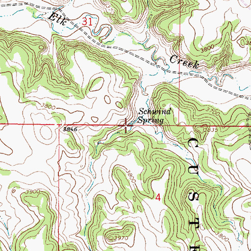 Topographic Map of Schwind Spring, MT