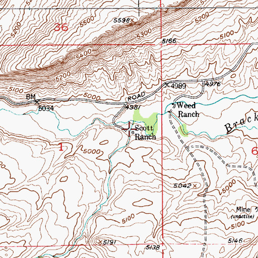 Topographic Map of Scott Ranch, MT