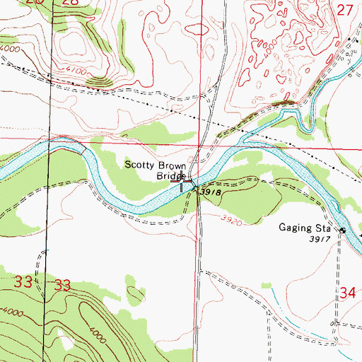 Topographic Map of Scotty Brown Bridge, MT