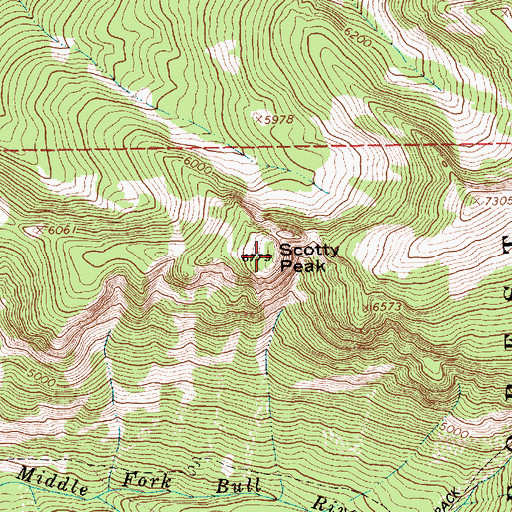 Topographic Map of Scotty Peak, MT