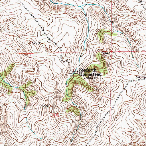 Topographic Map of Seaforth Homestead, MT