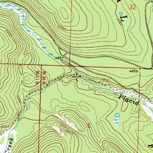 Topographic Map of Second Creek, MT