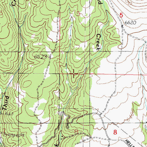 Topographic Map of Second Creek, MT