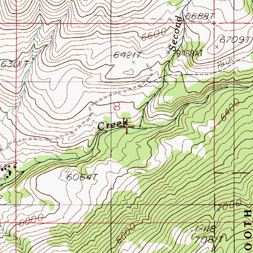 Topographic Map of Second Fork Cedar Creek, MT