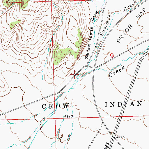 Topographic Map of Section House Draw, MT