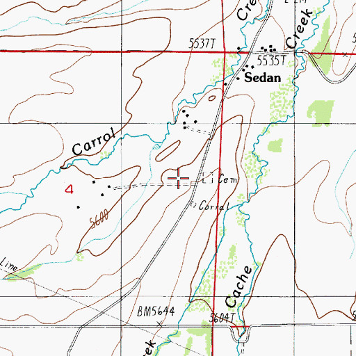 Topographic Map of Sedan Cemetery, MT