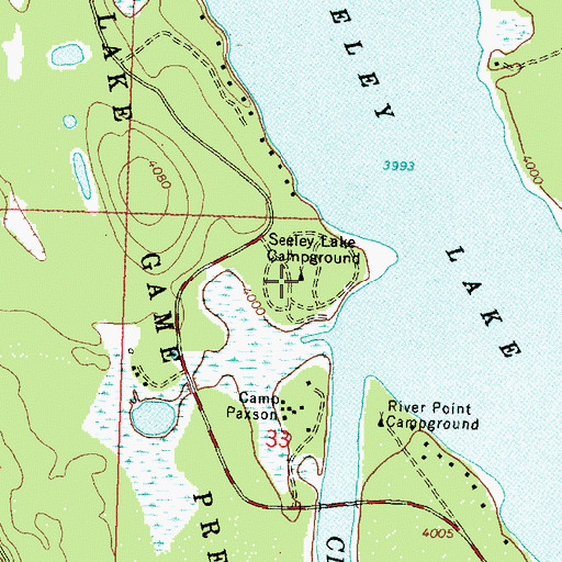 Topographic Map of Seeley Lake Campground, MT