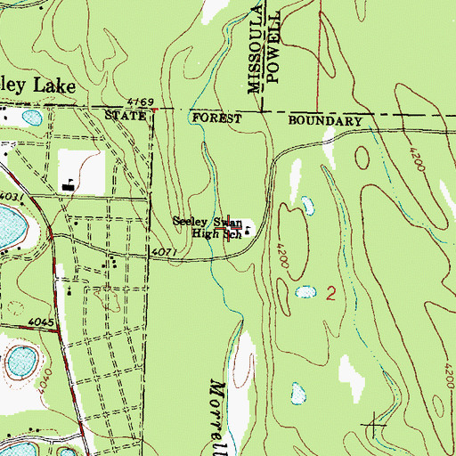 Topographic Map of Seeley Swan High School, MT