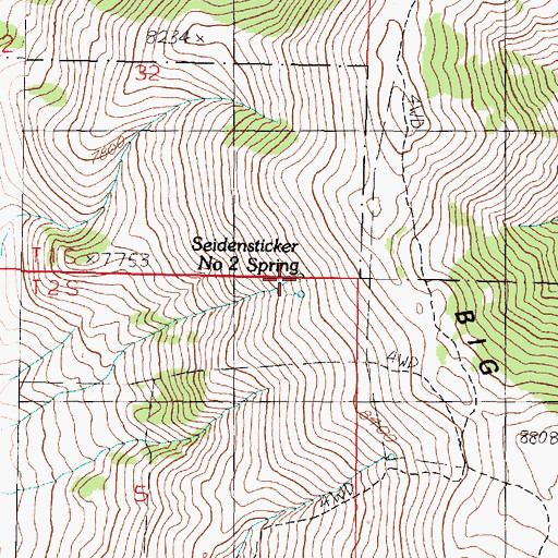 Topographic Map of Seidensticker Number Two Spring, MT