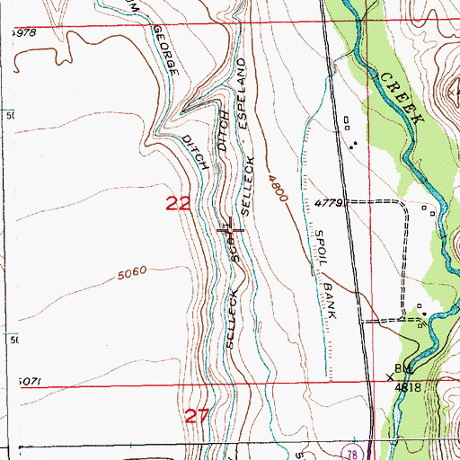 Topographic Map of Selleck-Espeland Ditch, MT