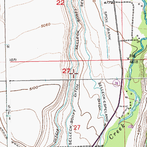Topographic Map of Selleck-Scott Ditch, MT