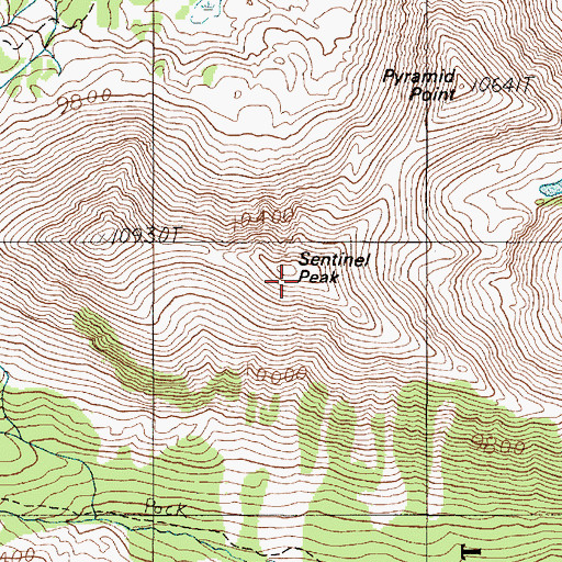 Topographic Map of Sentinel Peak, MT