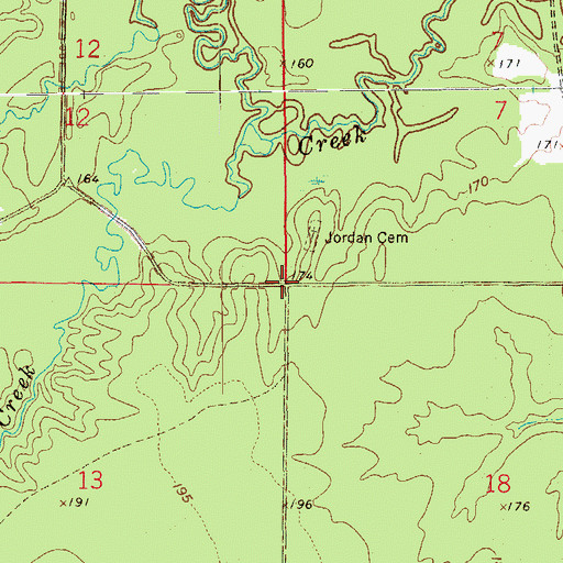 Topographic Map of Jordan (historical), AR