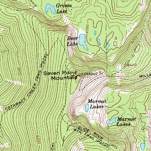 Topographic Map of Seven Point Mountain, MT