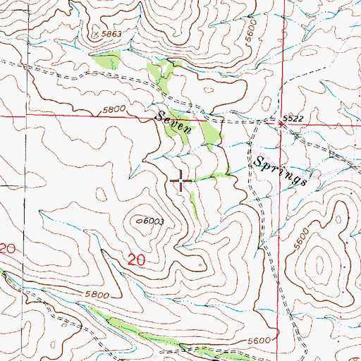 Topographic Map of Seven Springs, MT