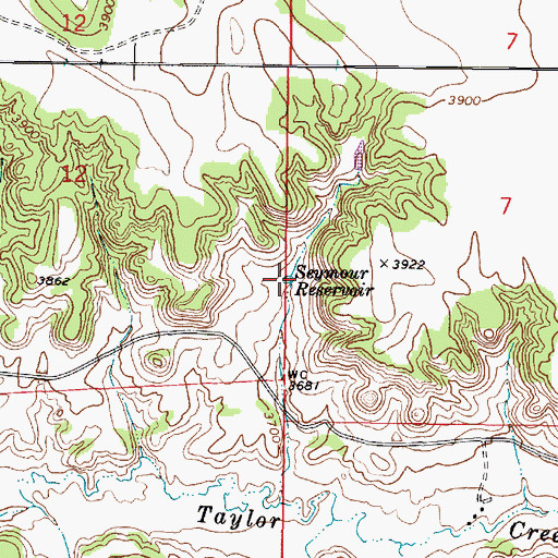 Topographic Map of Seymour Reservoir, MT